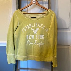 American Eagle Lime Green Open Neck Vintage look Sweater - Medium